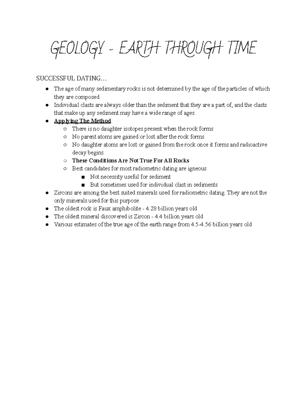 Successful Dating - GEOLOGY - EARTH THROUGH TIME SUCCESSFUL DATING ...
