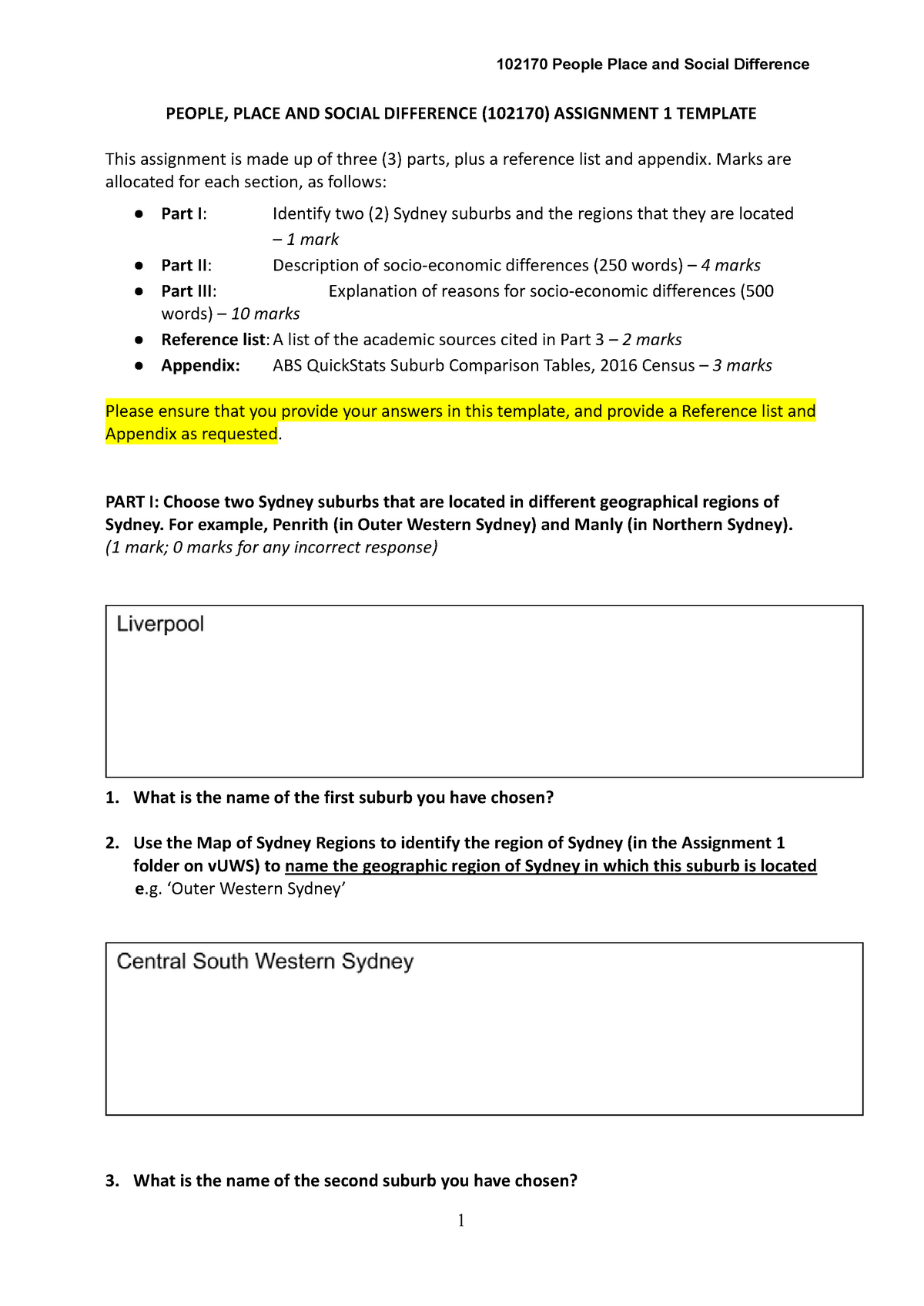 Assessment 1 people place and social difference - PEOPLE, PLACE AND ...