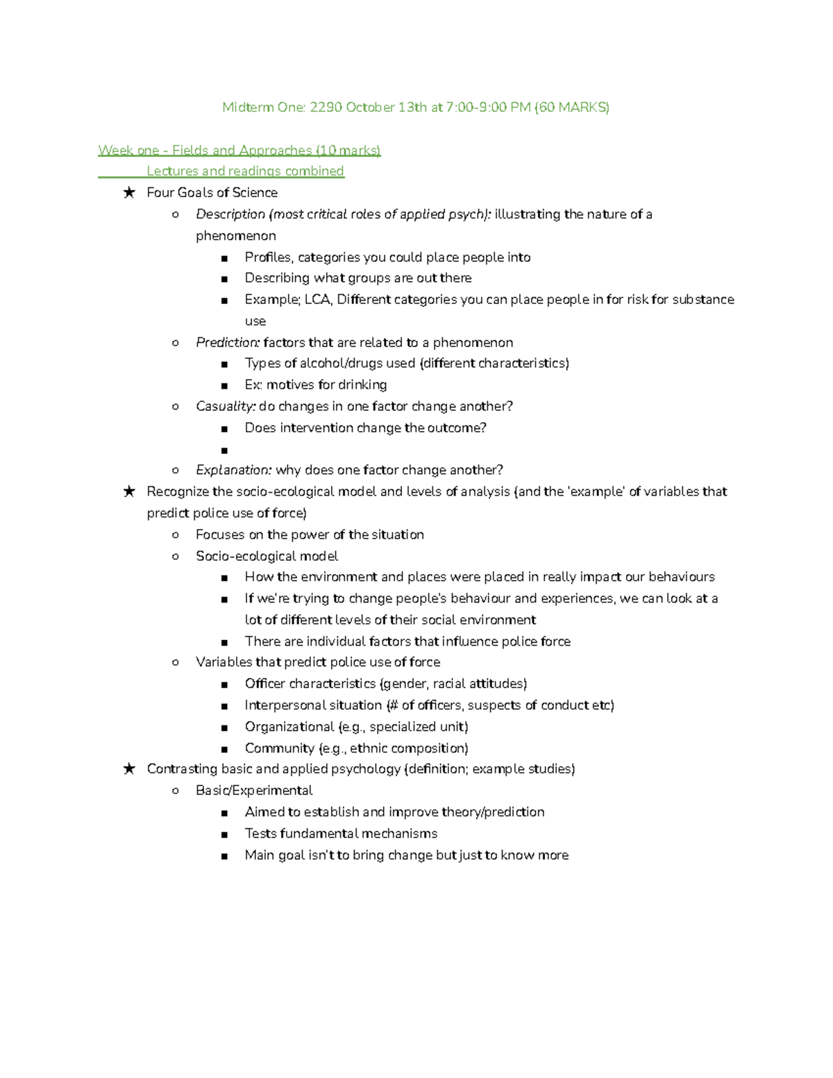 Midterm #1 Study Guide psych at work notes - Midterm One: 2290 October ...