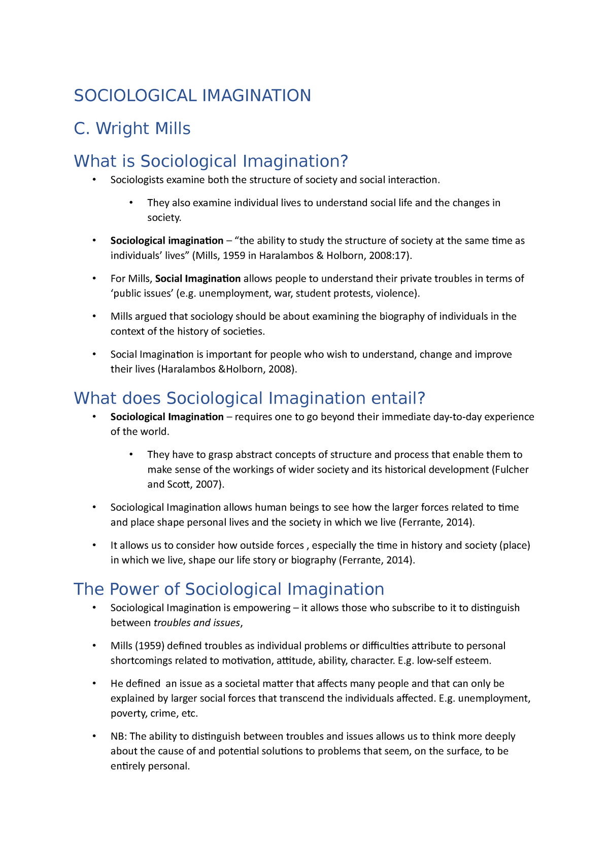 c wright mills sociological imagination essay