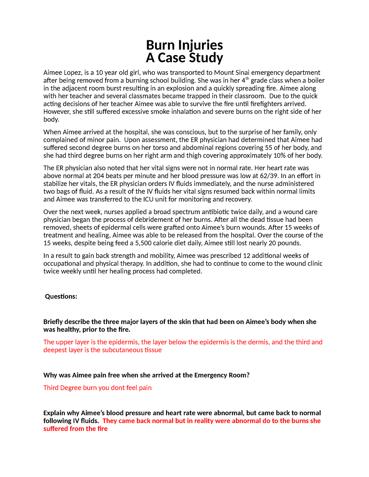 a bad burn case study answers