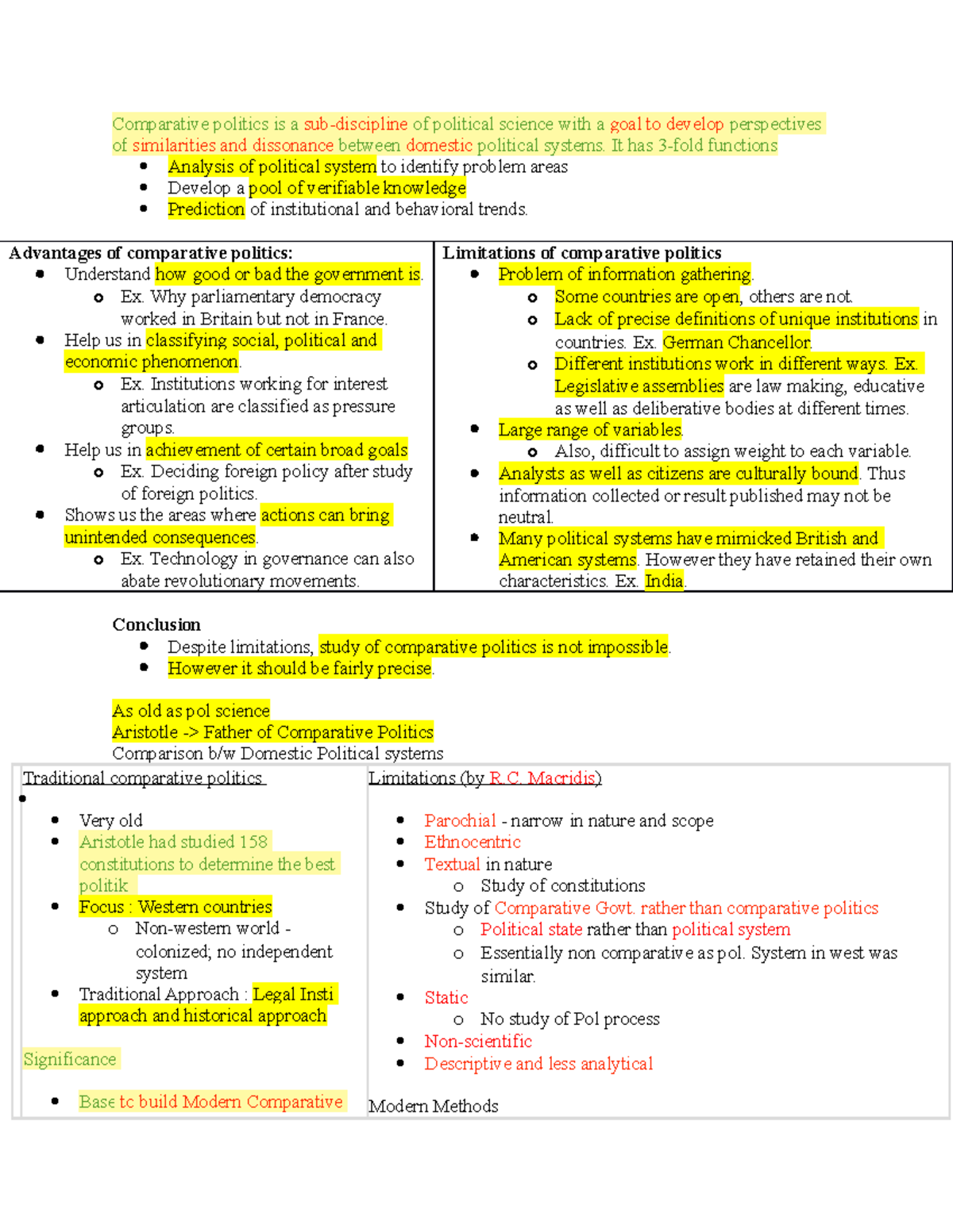 Comparative politics - It has 3-fold functions Analysis of political ...