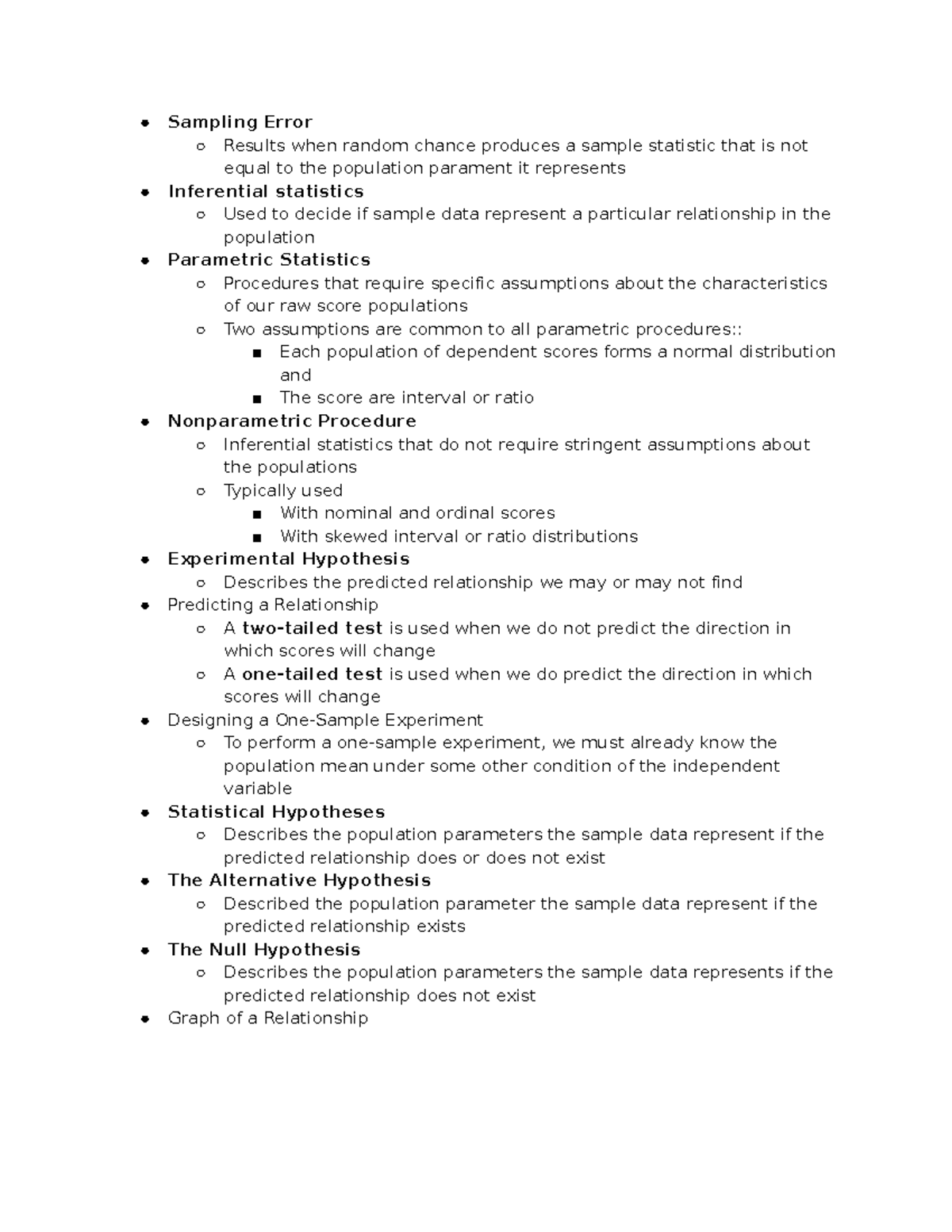 Chapter 10 Notes - Statistical hypotheses - Sampling Error Results when ...