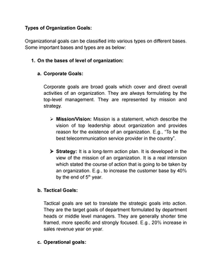 Goal succession and Goals displacement - Bachelors of Business ...