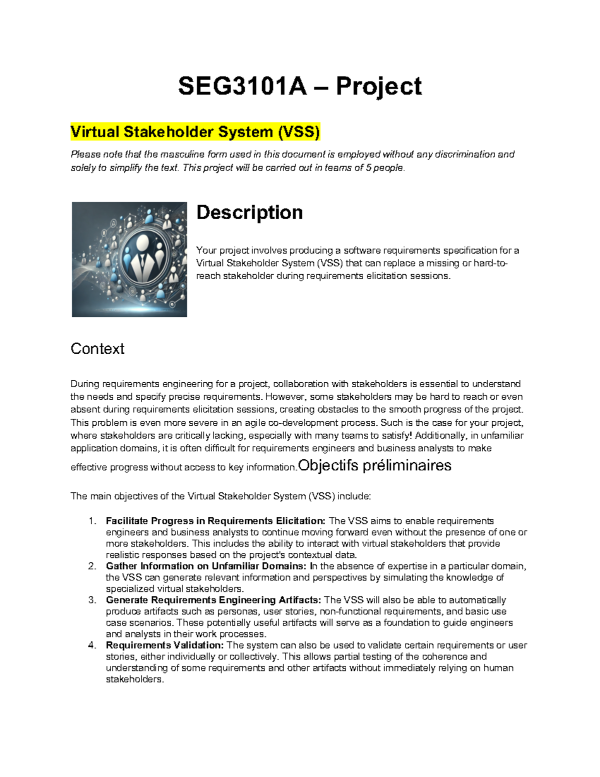 SEG 3101 - Project - 2024 - SEG3101A – Project Virtual Stakeholder ...
