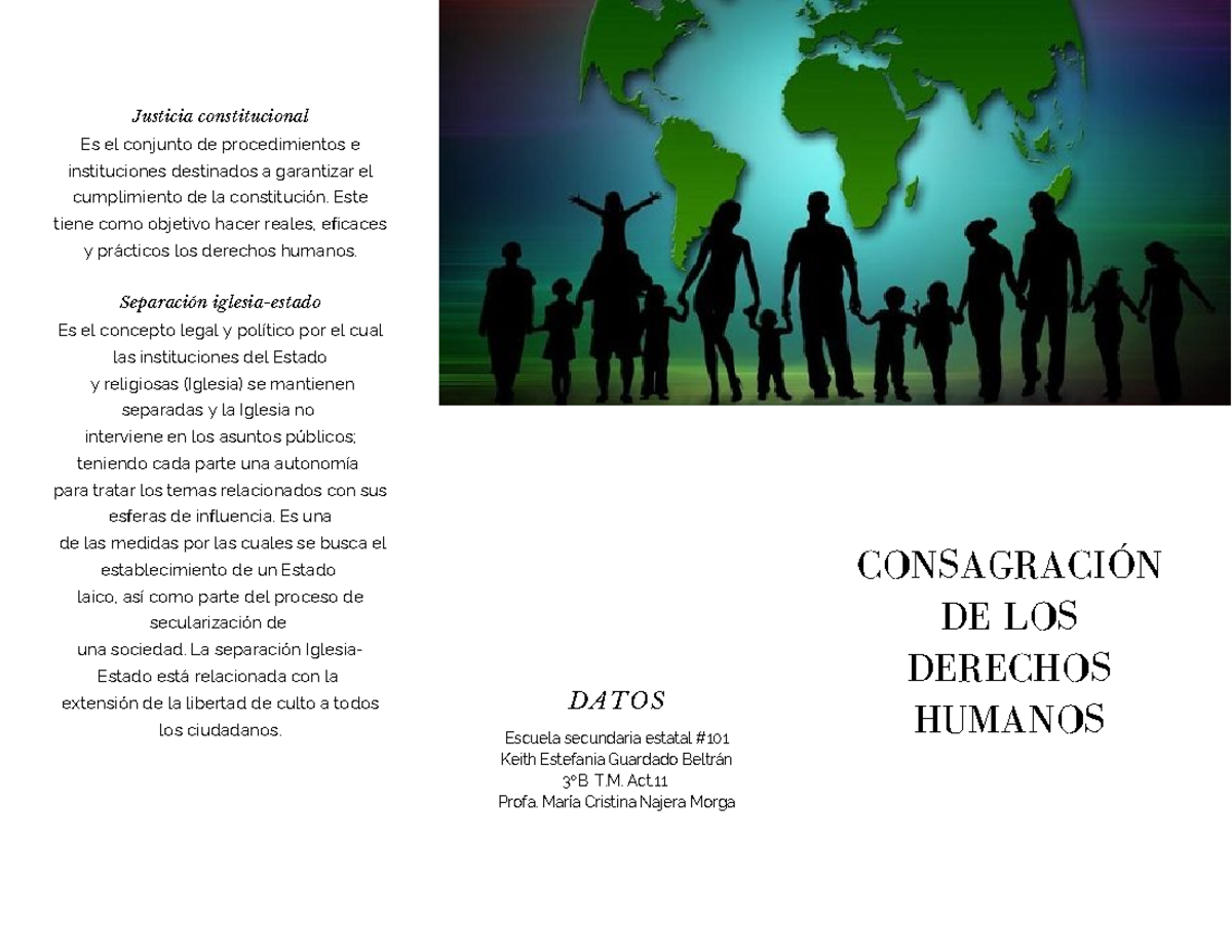 Triptico derechos - CONSAGRACIÓN DE LOS DERECHOS HUMANOS Justicia ...
