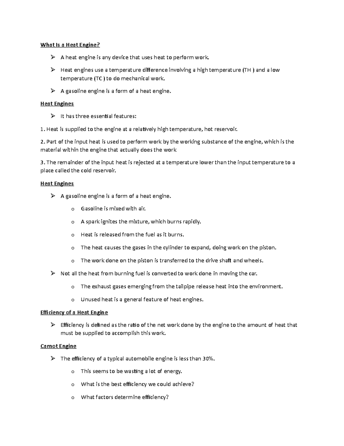 What Is a Heat Engin 1 - Lecture notes Chapter 6 - What Is a Heat ...