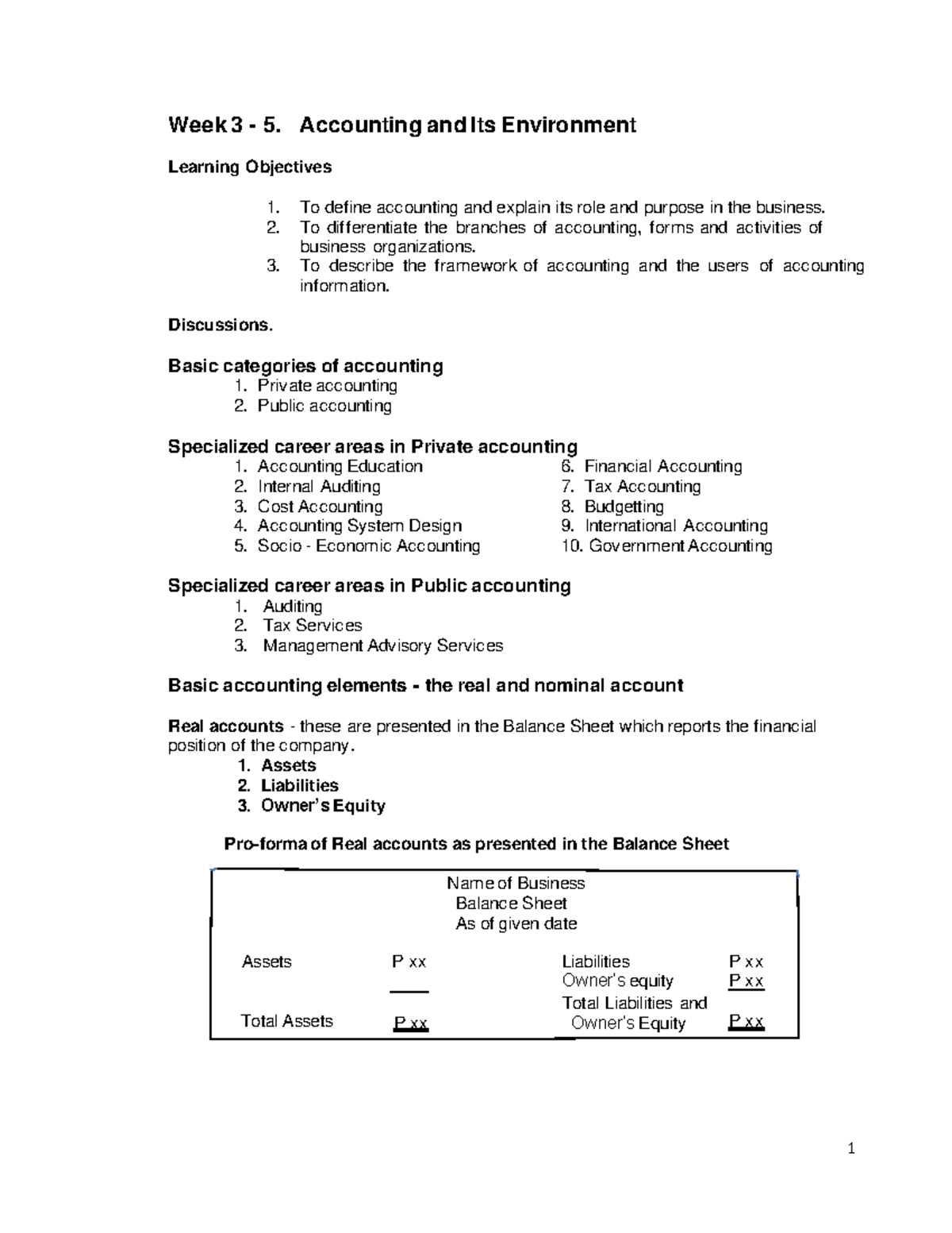 Accounting AND ITS Environment PART 2 - Week 3 5. Accounting and Its ...