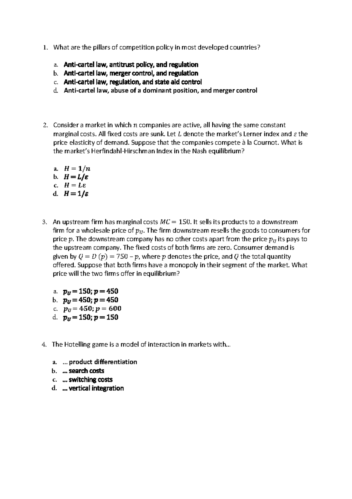 Midterm mrt 2018 Economics of markets and Organisations - What are the ...