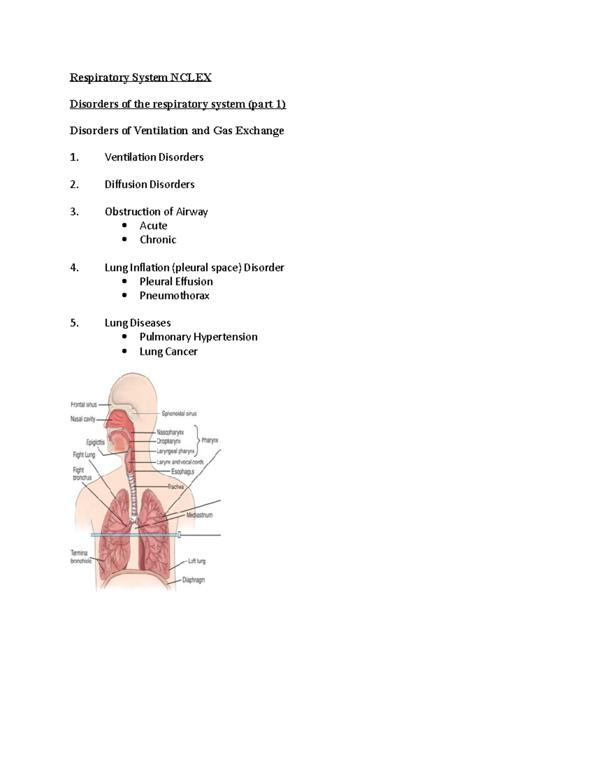 Respiratory System Nclex - Respiratory System NCLEX Disorders Of The ...