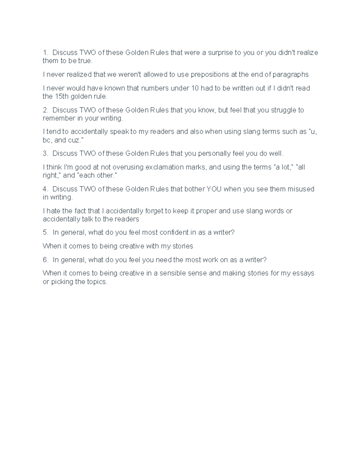 Golden rules - I never realized that we weren't allowed to use ...