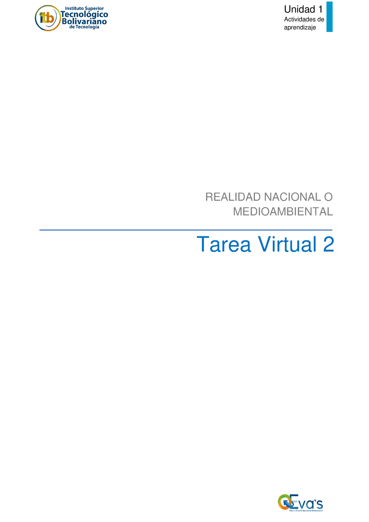 Tarea Virtual 2 - Itb - Unidad 1 Actividades De Aprendizaje Tarea ...