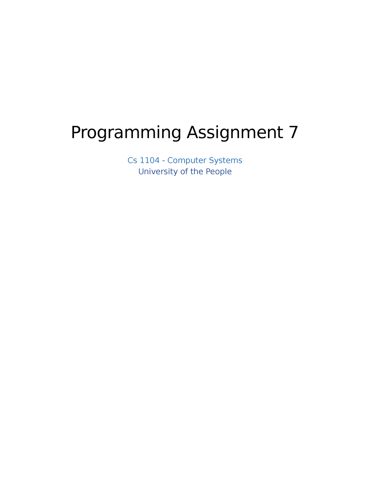 cs 1104 assignment unit 7