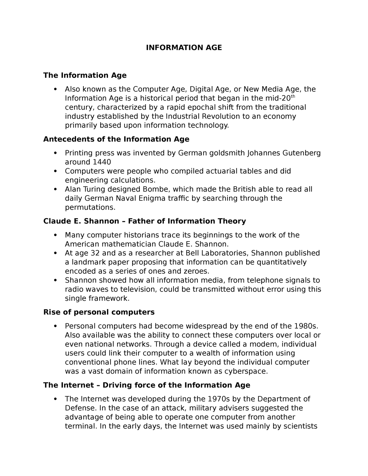 research paper on information age