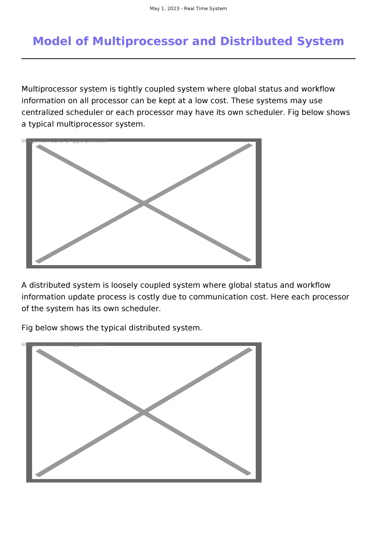 Unit-3 P2 - Real Time System - Model Of Multiprocessor And Distributed ...