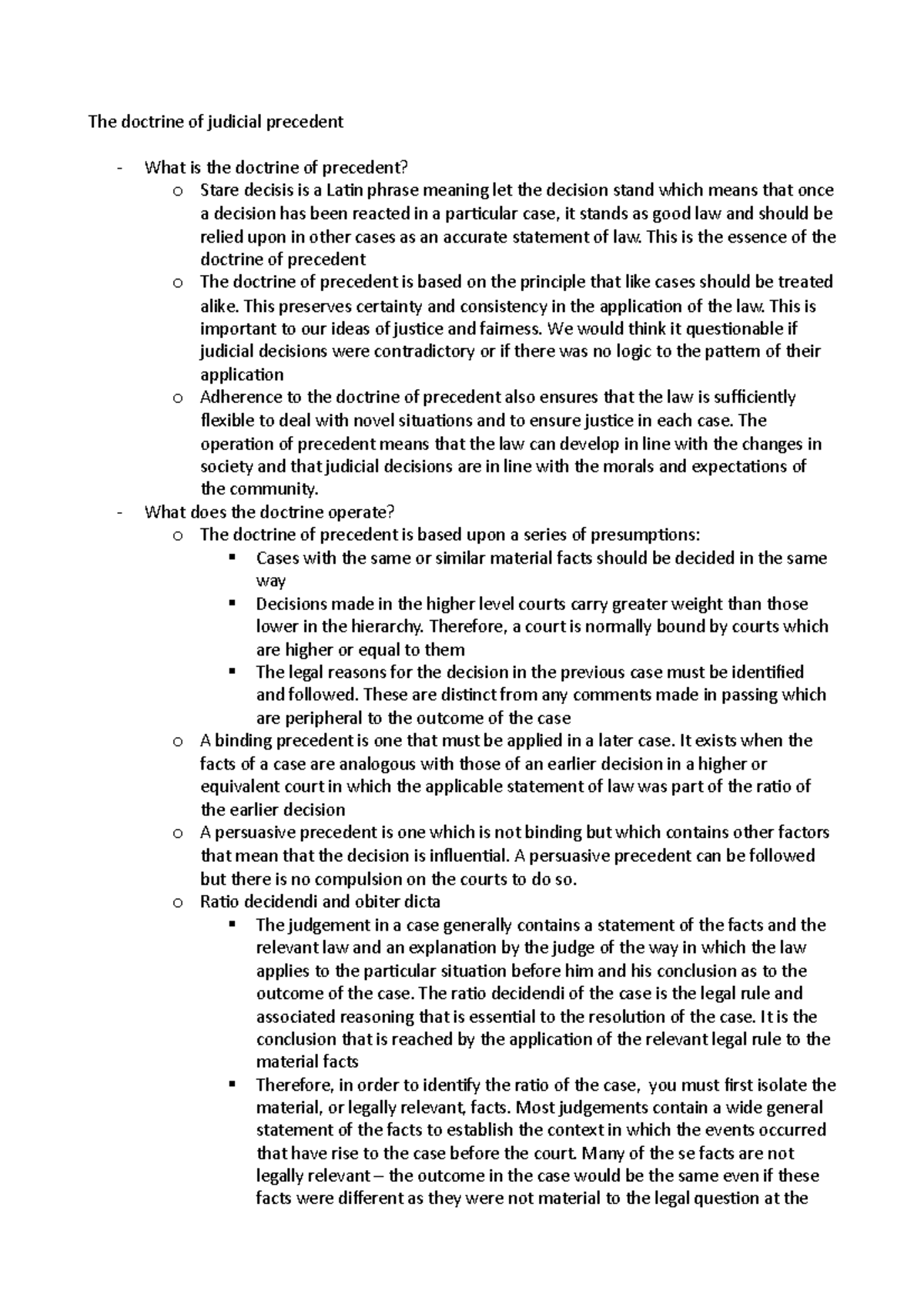 doctrine of judicial precedent uk essay