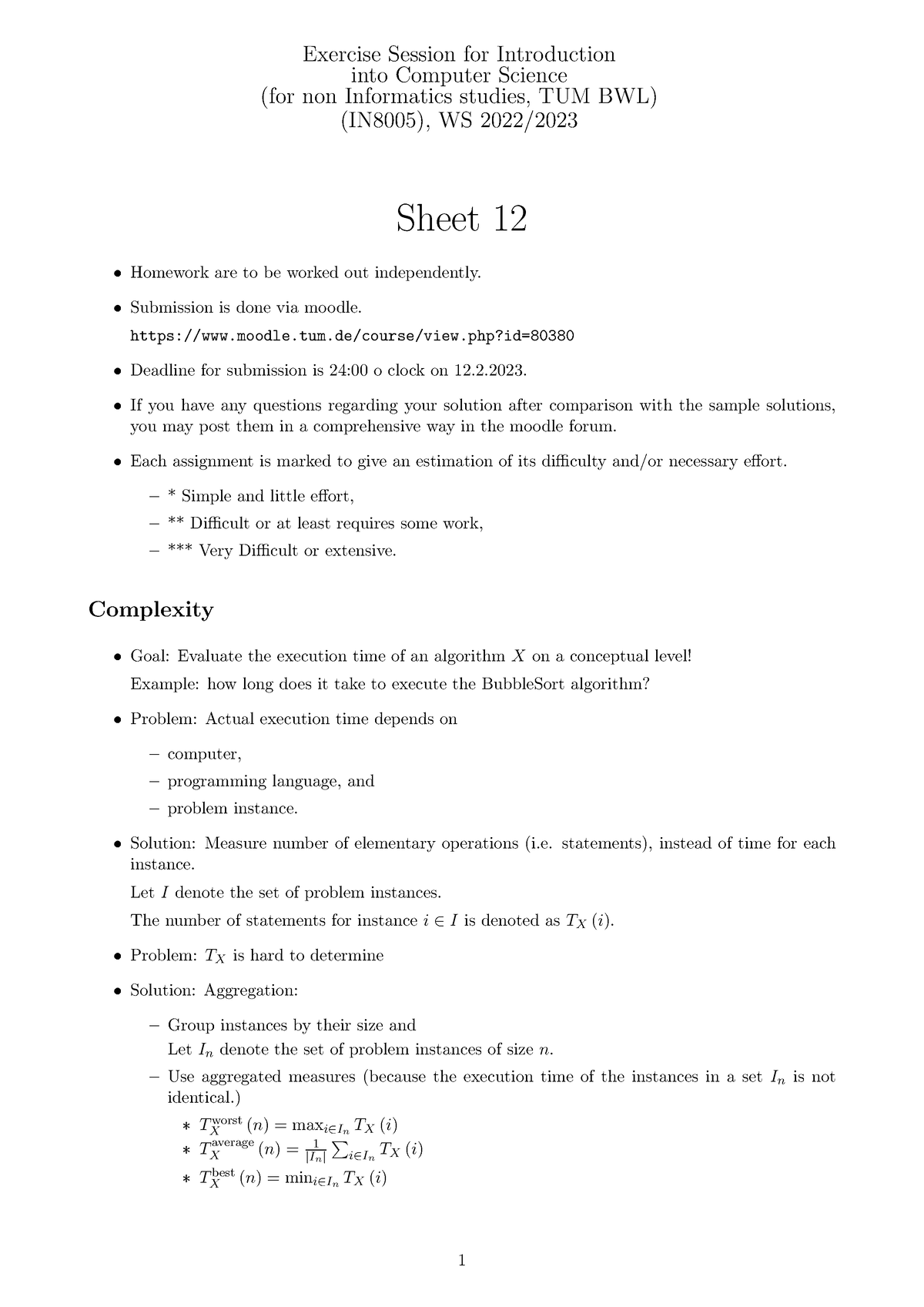 Sheet 12 Solution - Exercise Session for Introduction into Computer ...