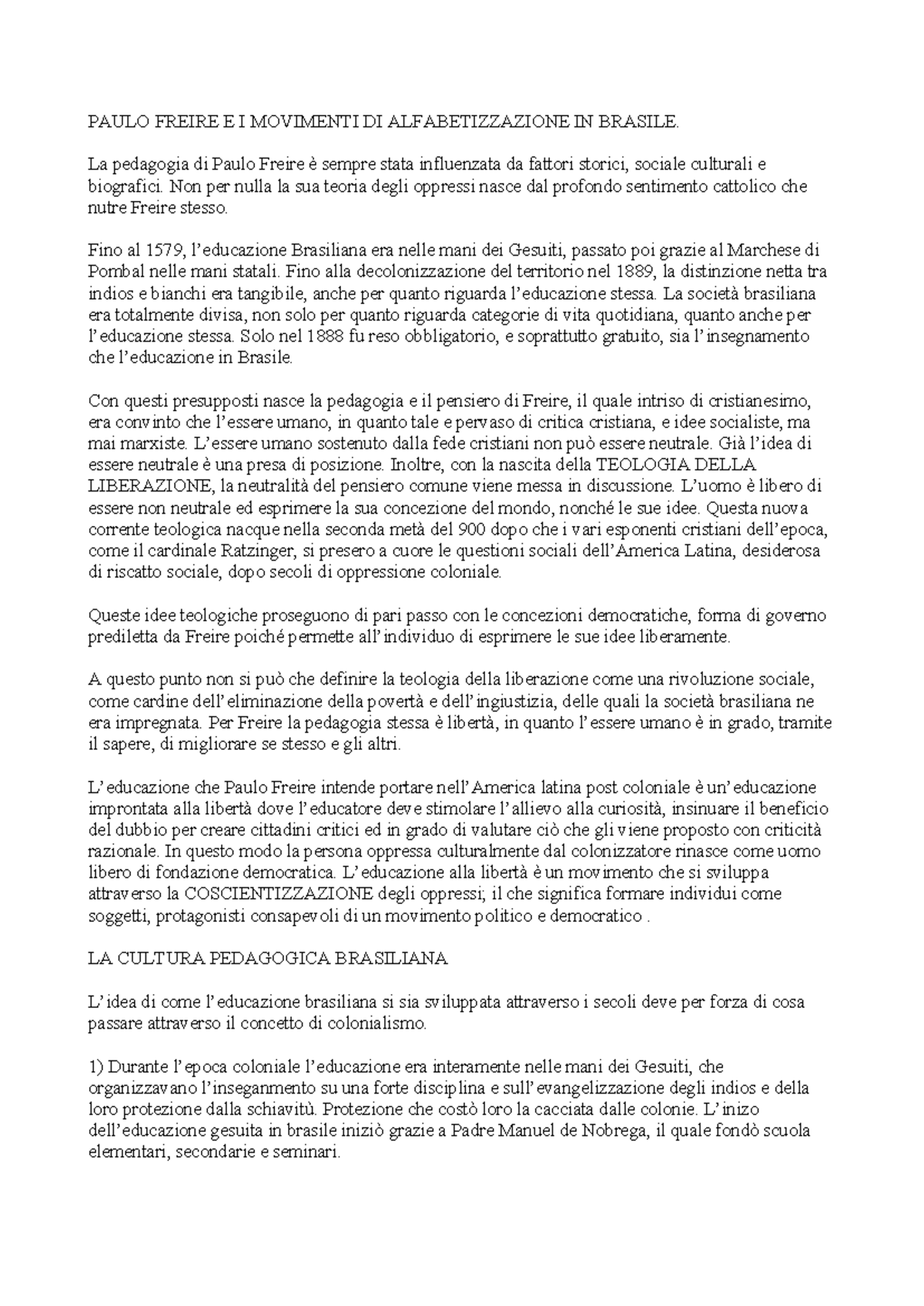 paulo freire pedagogia degli oppressi