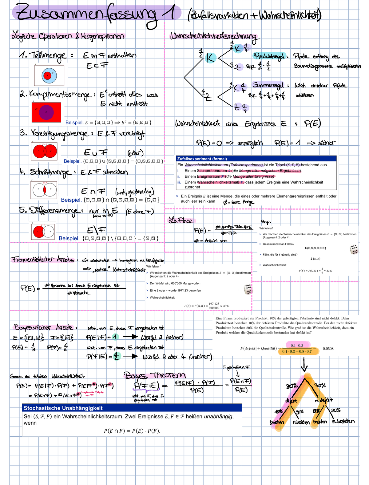 Zusammenfassung Wahrscheinlichkeit - Statistik - Studocu