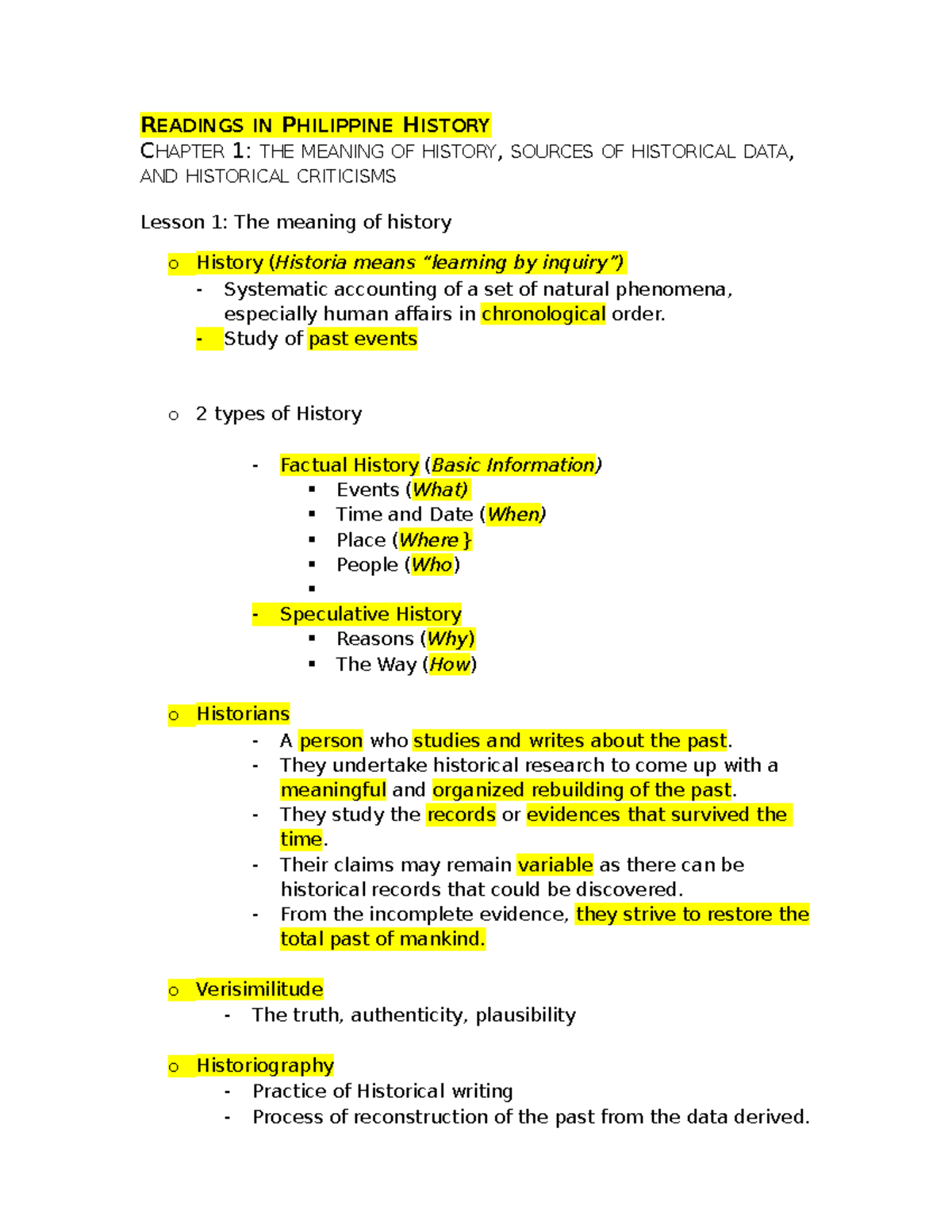 Readings in Philippine History READINGS IN PHILIPPINE HISTORY CHAPTER