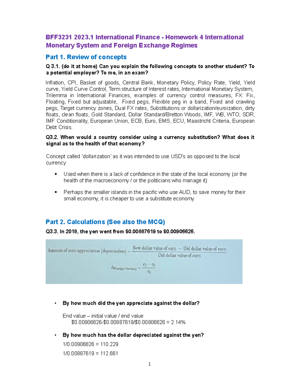 Week 3 Tutorial Questions - BFF3231 2023 International Finance ...