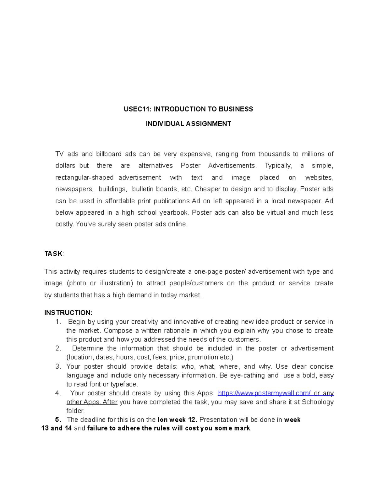 Individual Assignment BUSINESS - USEC11: INTRODUCTION TO BUSINESS ...