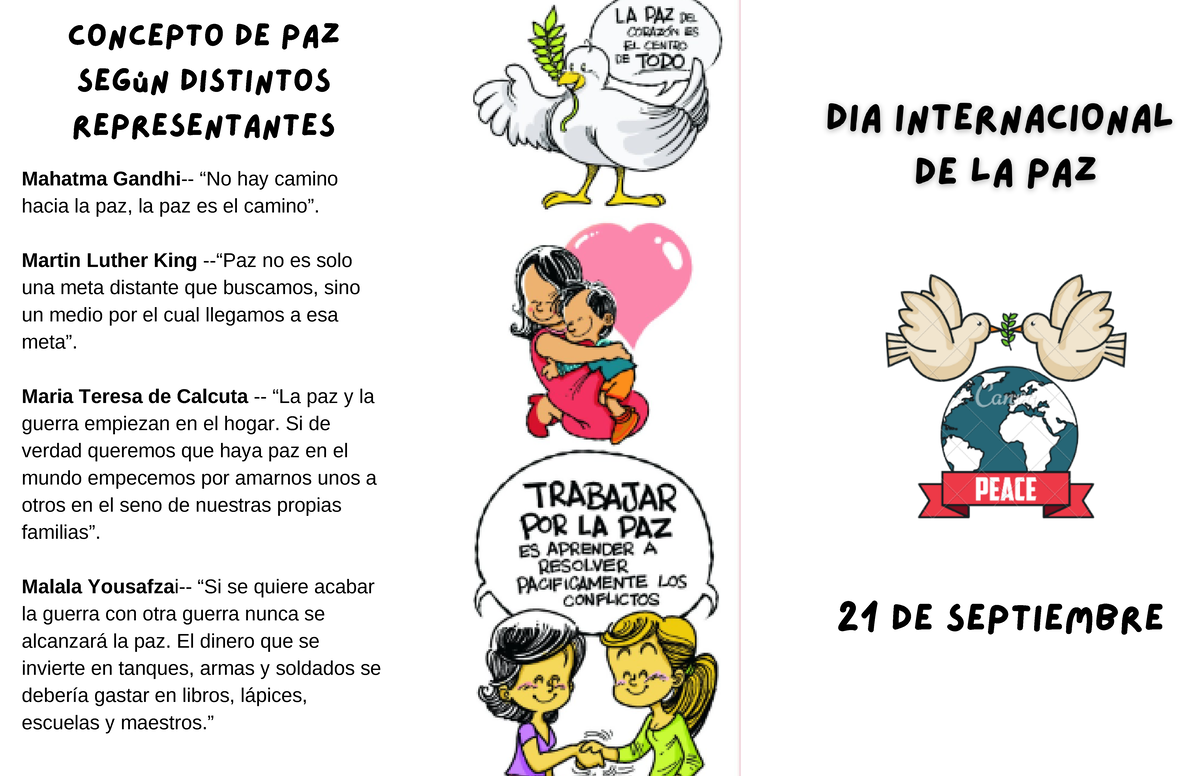 Folleto de la paz - hjvgjvjvvkj - Mahatma Gandhi- “No hay camino hacia