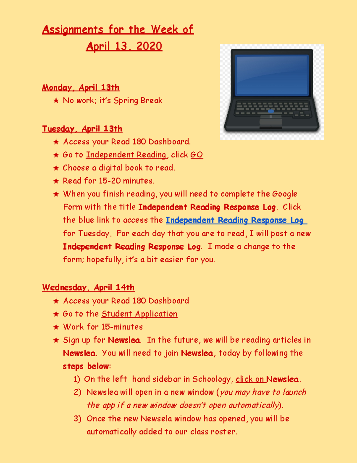 Assignments+for+the+Week+of+April+13th - Assignments for the Week of ...