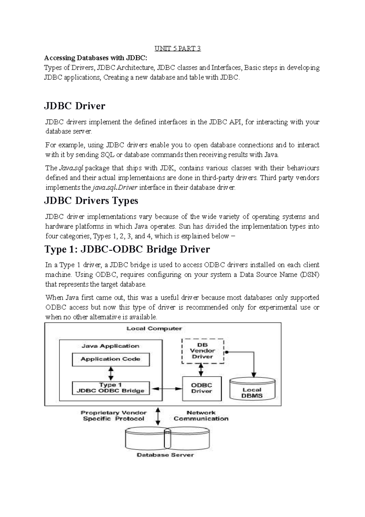 UNIT 5 PART 3 UNIT 5 PART 3 Accessing Databases with JDBC