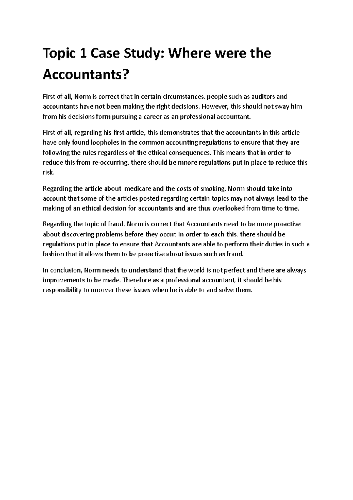 Topic 1 Case Study - Lecture notes 1 - Topic 1 Case Study: Where were ...