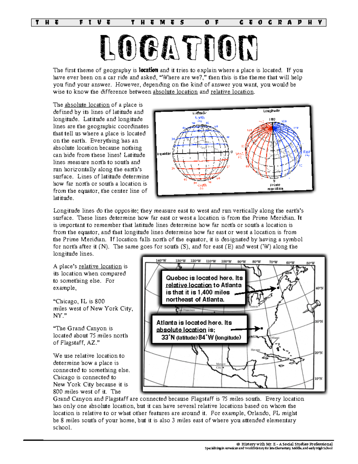 5 themes geography hard L O C A T I O N The first theme of