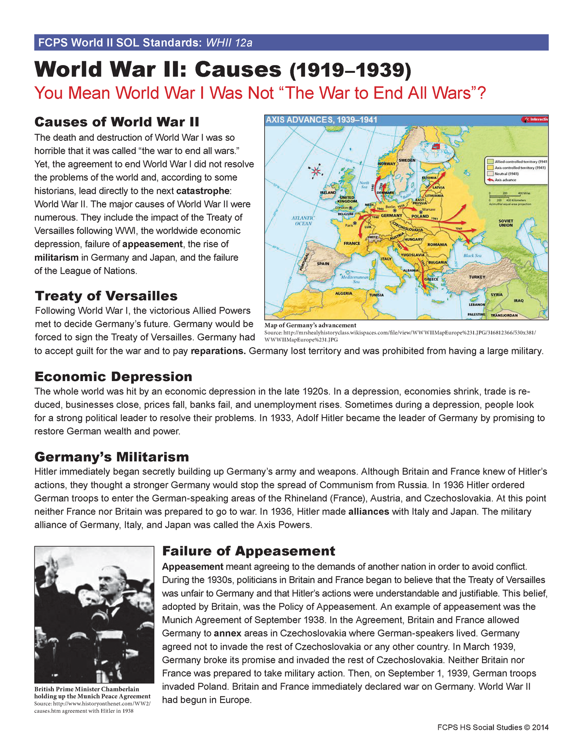 World War Ii Causes Of Wwii Worksheet Answers