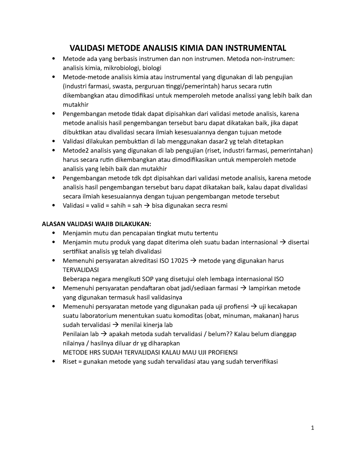 5 - Validasi Metode Analisis Kimia DAN Instrumental - VALIDASI METODE ...