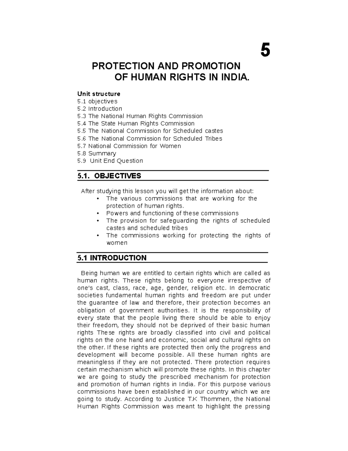 Human Rights-Protection and promotion of Human rights in India - 5 ...