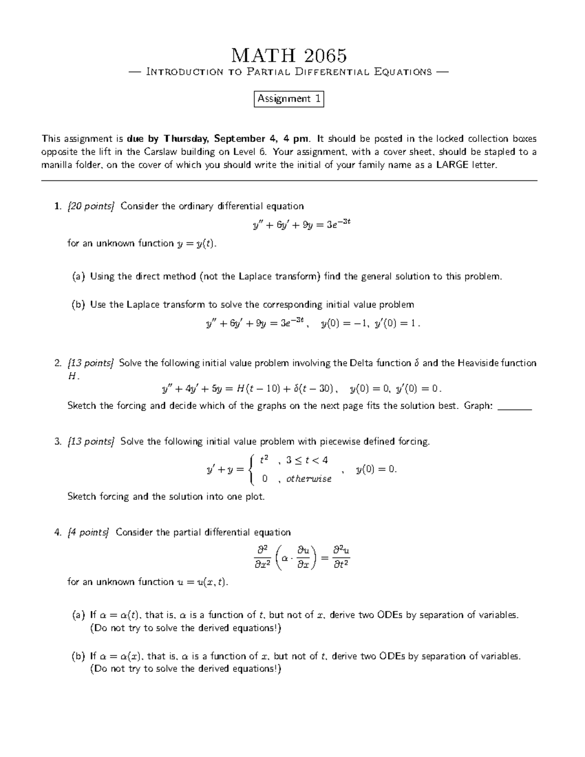 Math2065 - Assignments 1 & 2 + Solutions - MATH 2065 — Introduction to ...