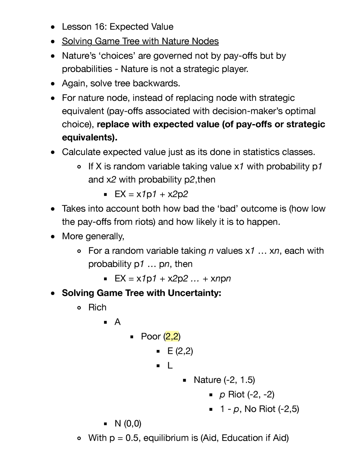 Unit 05 Lesson 16 Expected Value Lesson 16 Expected Value Solving