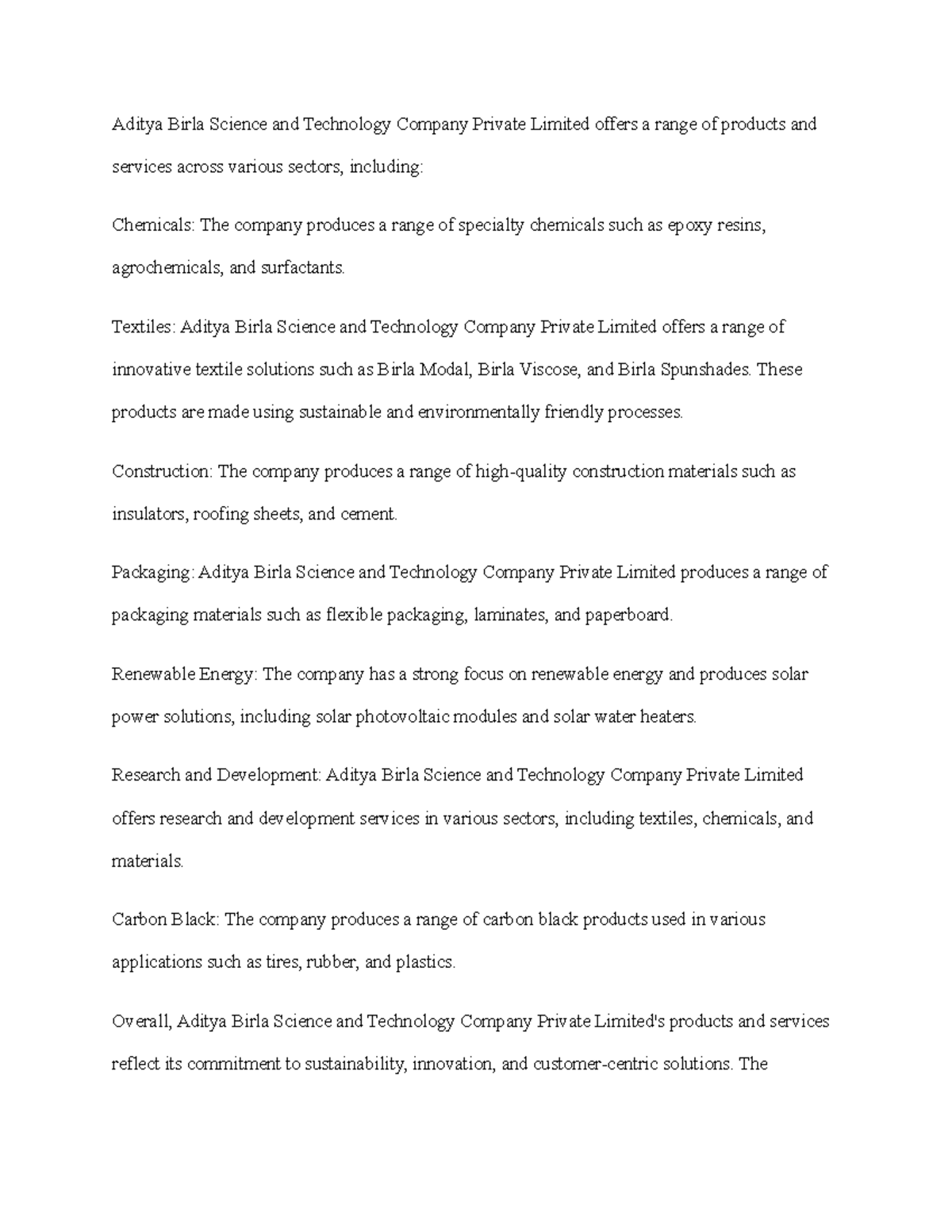 9 - Aditya birla group as Tech - Aditya Birla Science and Technology ...