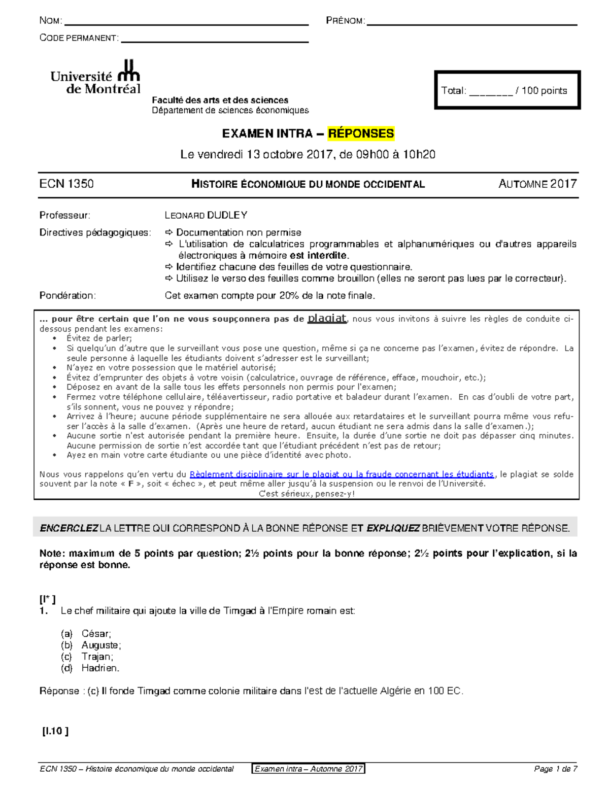 Exemple De Questions De L Examen De L Oiiq
