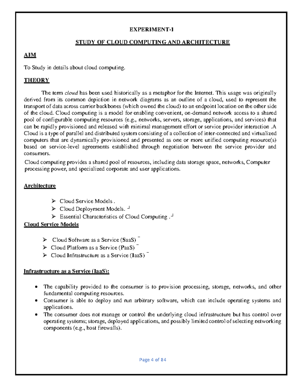 Cloud Technology - EXPERIMENT- STUDY OF CLOUD COMPUTING AND ...