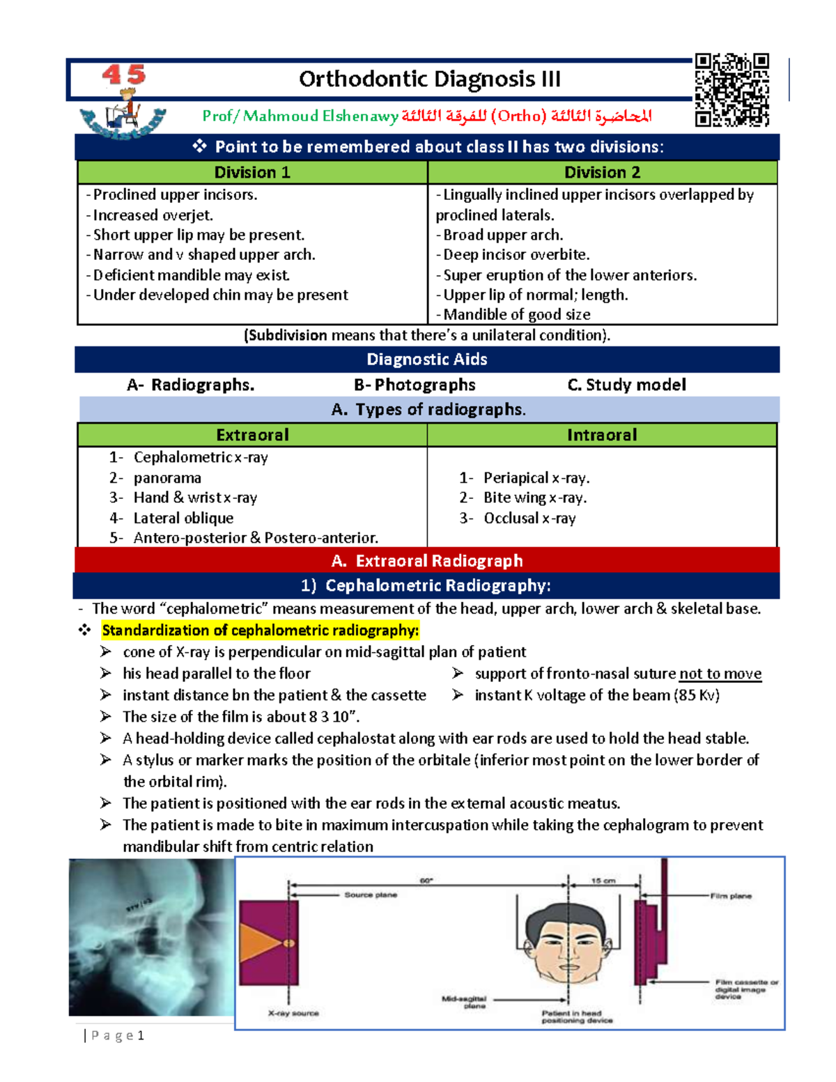 03 Orthodontic Diagnosis III Orthodontic Diagnosis III Prof/ Mahmoud Elshenawy) للفرقة Studocu
