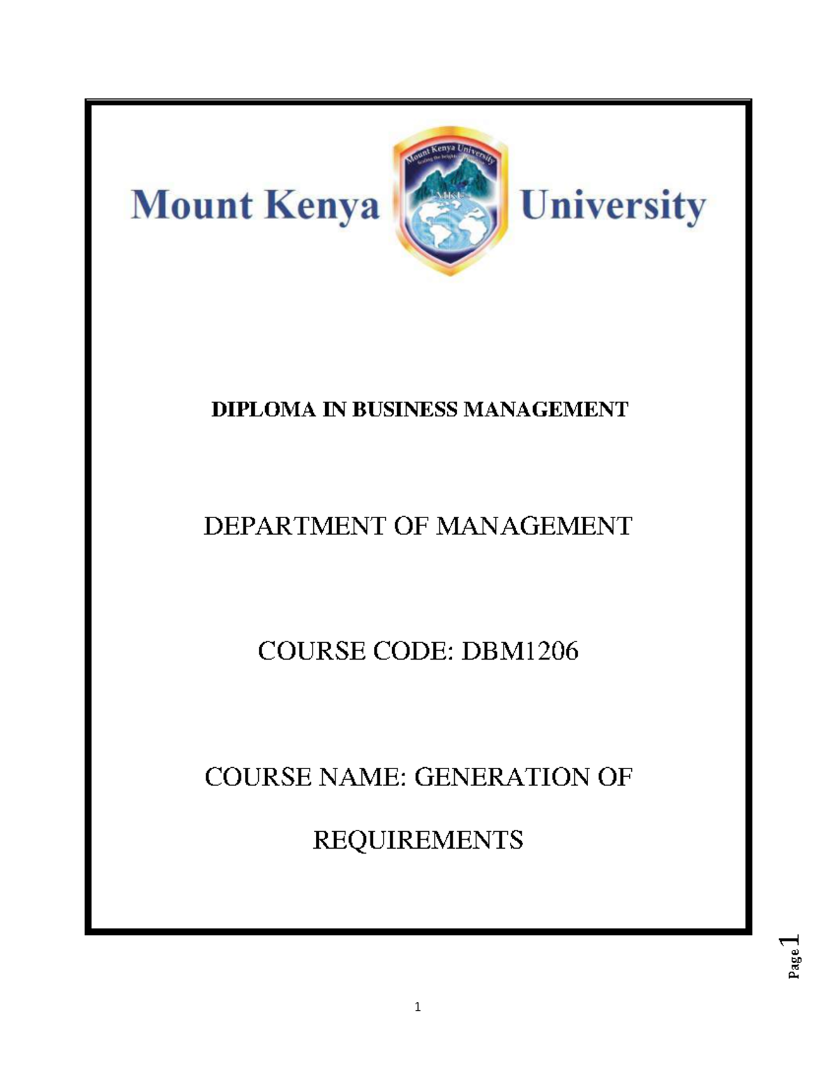 DBM1206+ Generations+OF+ Requirement module - Page 1 DIPLOMA IN ...