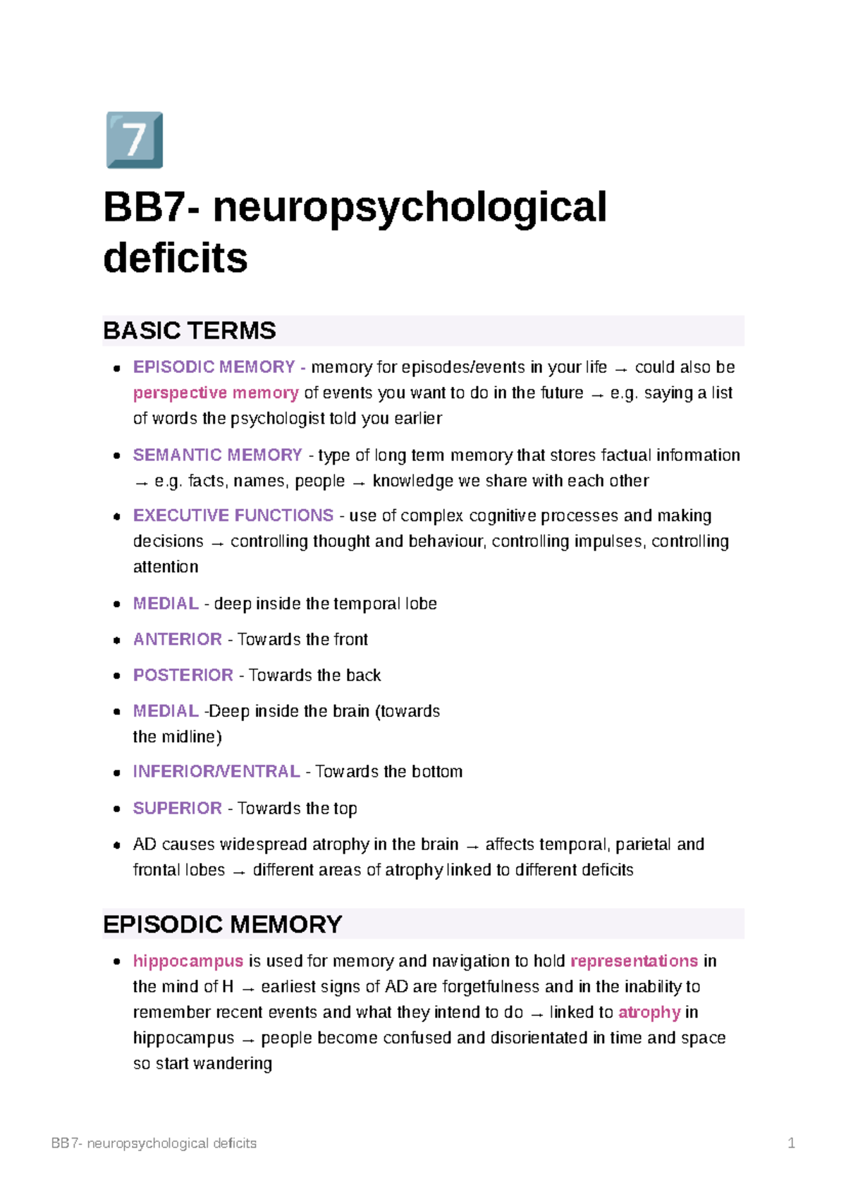 BB7- neuropsychological deficits - ¶ BB7- neuropsychological deficits ...