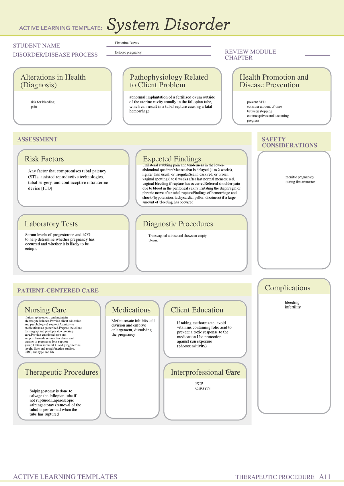 Ectopic pr - ati template - STUDENT NAME DISORDER/DISEASE PROCESS ...