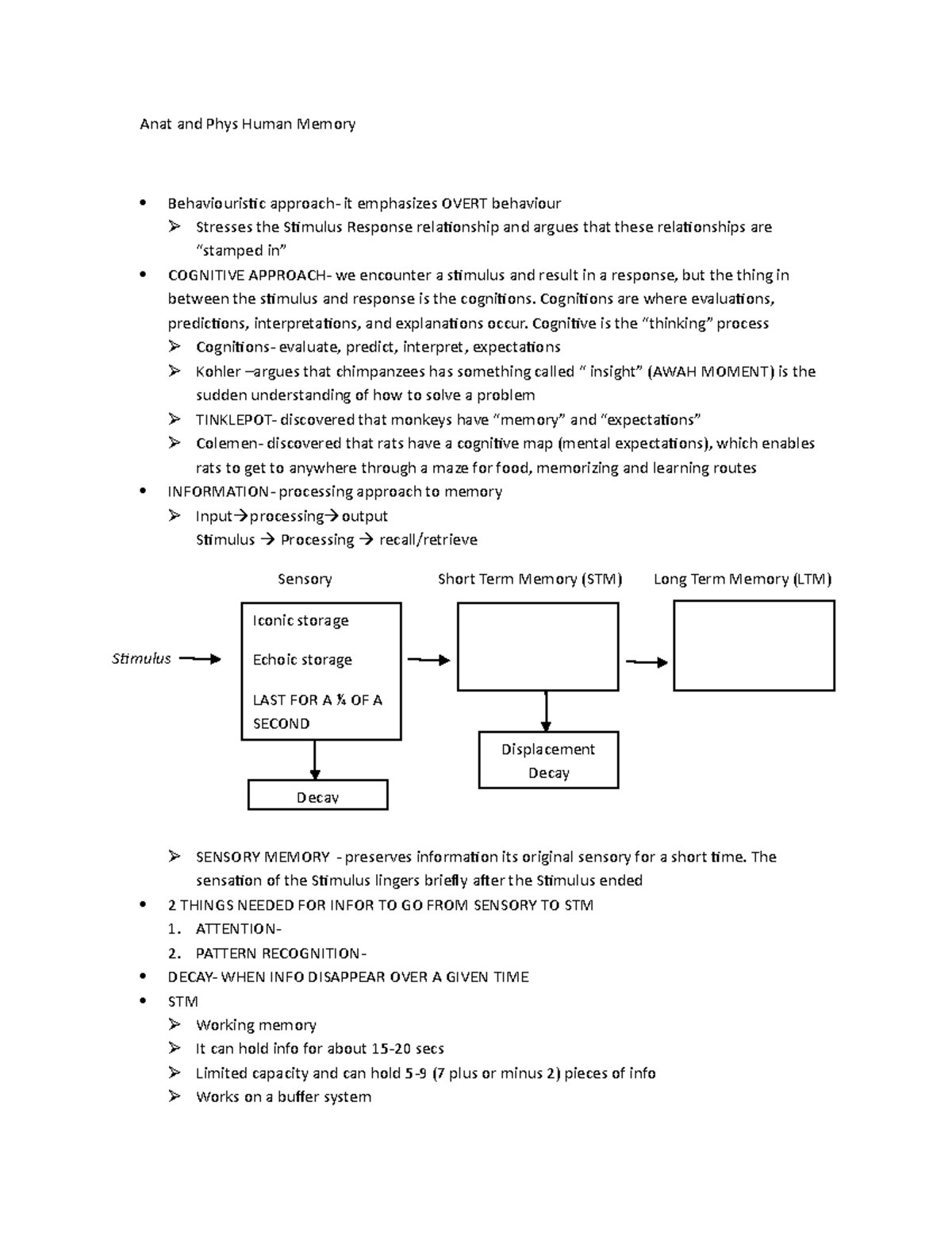 Anat and phys human memory - Anat and Phys Human Memory Behaviourisic ...