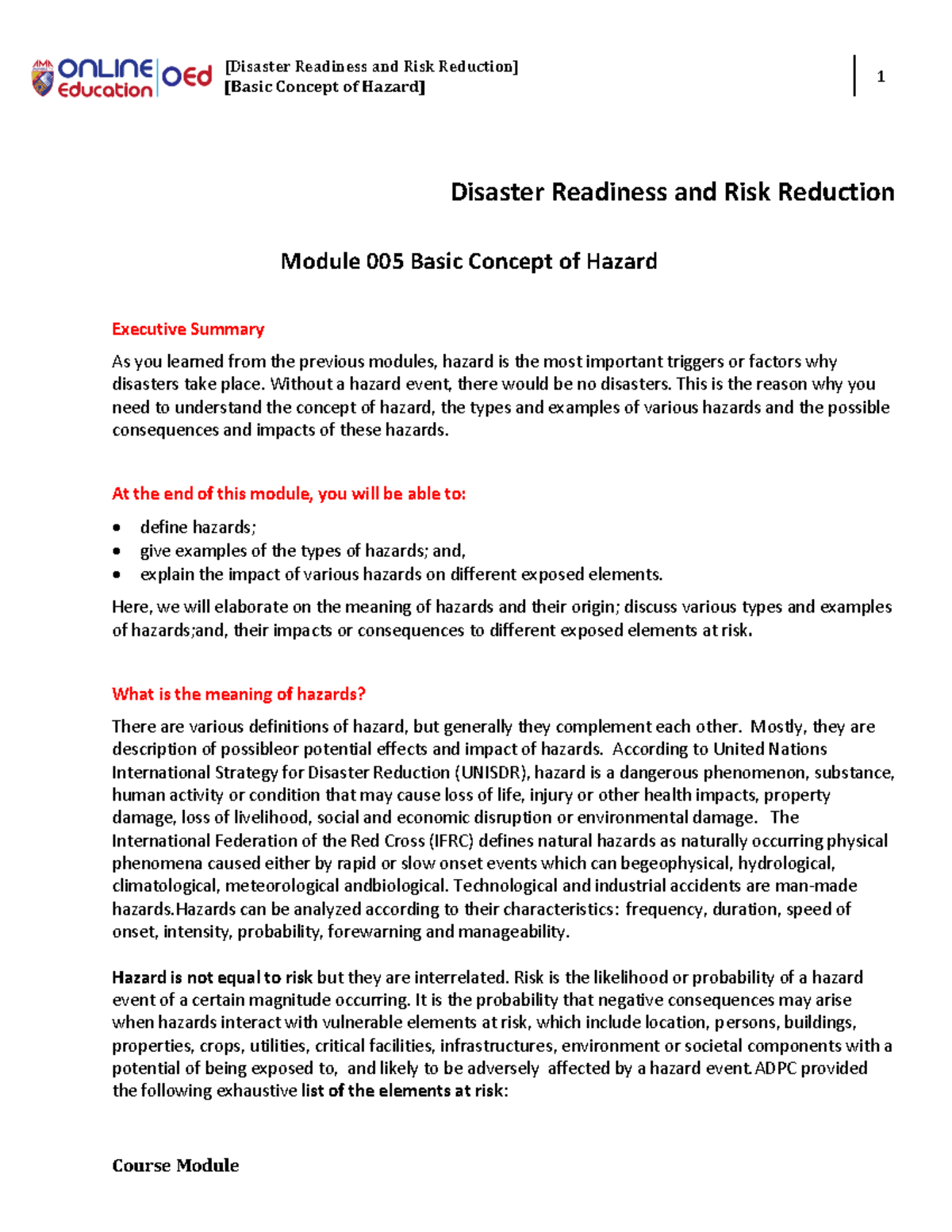 Week 005-Module Basic Concept of Hazard - [Disaster Readiness and Risk ...
