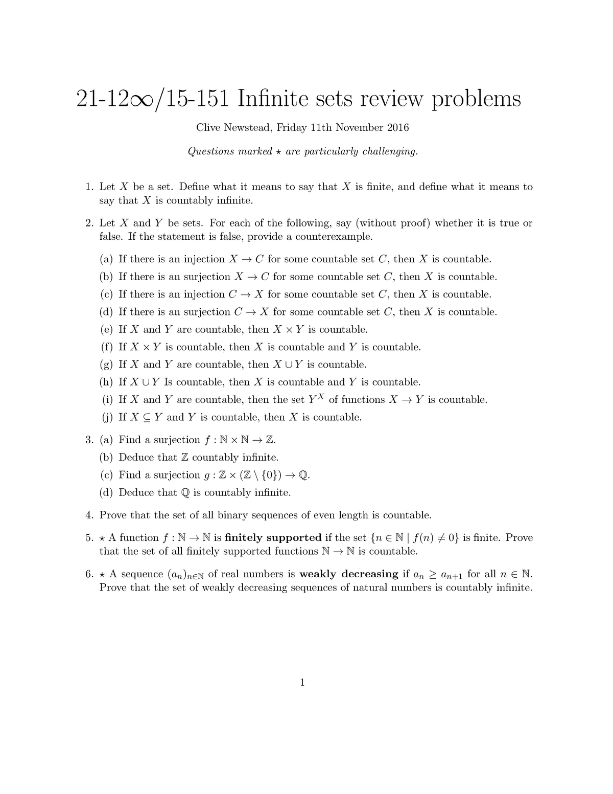 Infinite Sets Review Questions 21 128 Mathematical Concepts And Studocu