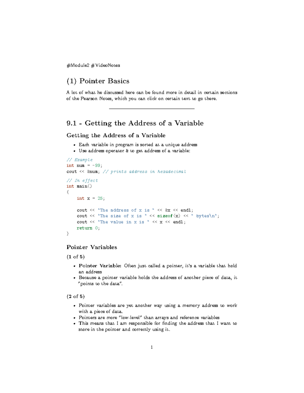 Chapter 9 (Module 2) - Video Notes C++ [IN ORDER] - #Module2 # ...