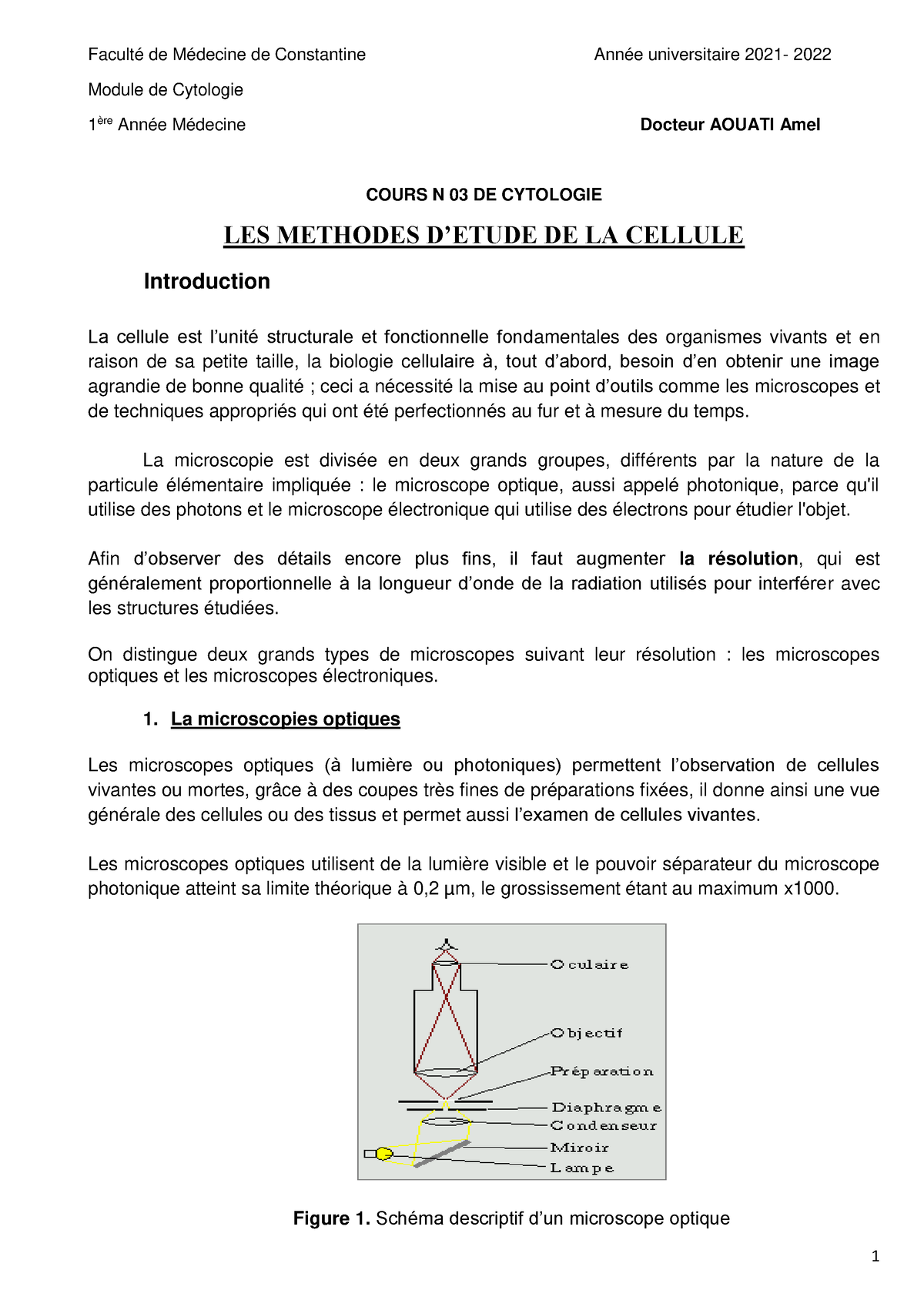 Cyto1an-methodes Etude Cellule - Faculté De Médecine De Constantine ...