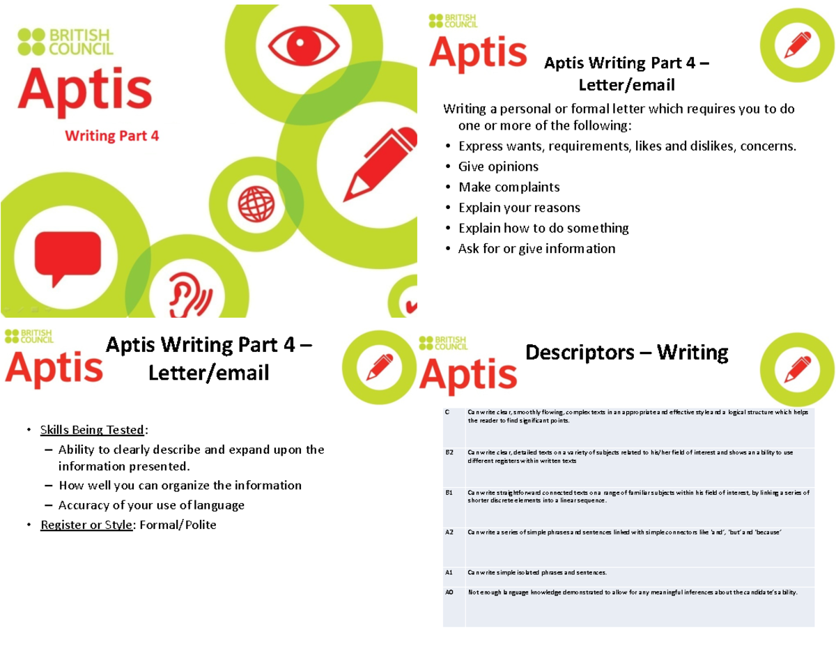 Aptis Writing Advanced 23432432432 - Aptis Writing Part 4 – Letter ...