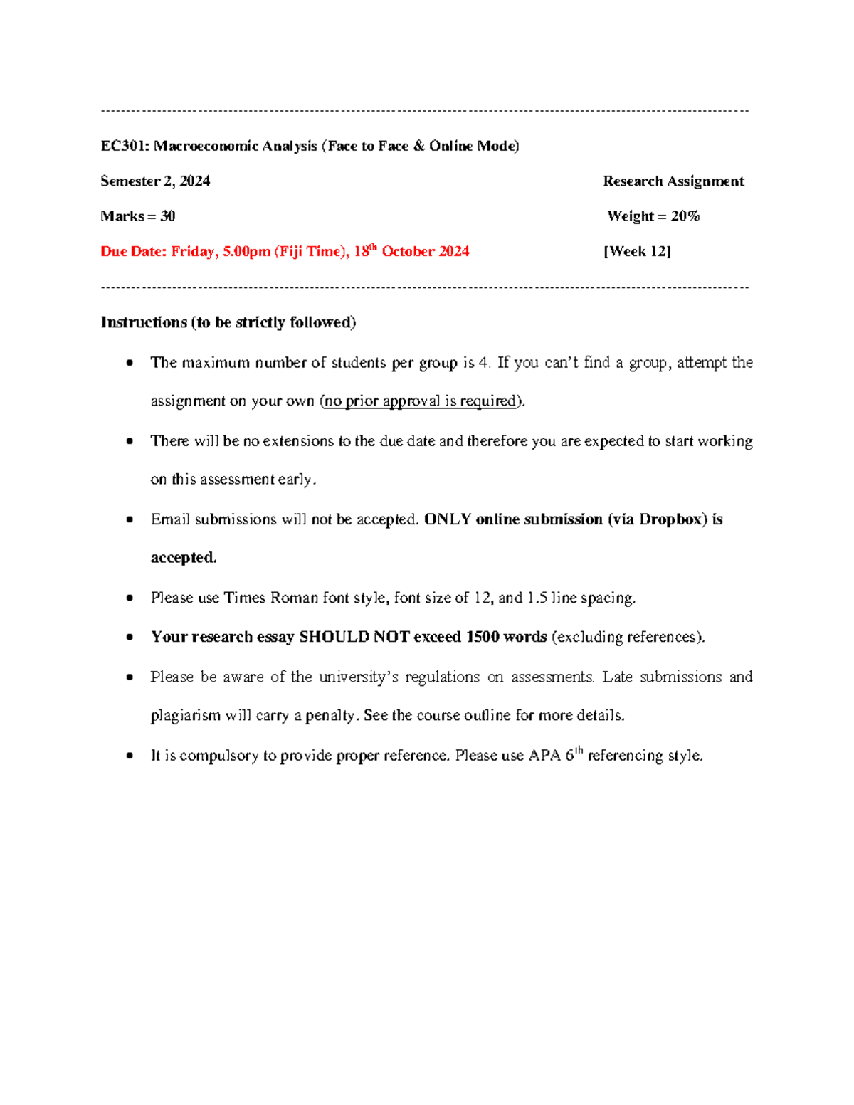 Research Assignment - EC 3 01: Macroeconomic Analysis (Face to Face ...